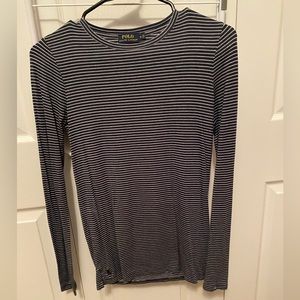 Never worn navy blue and white striped long sleeve Polo Ralph Lauren top size S